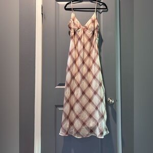 Abercrombie & Fitch Cream and Brown Plaid Dress